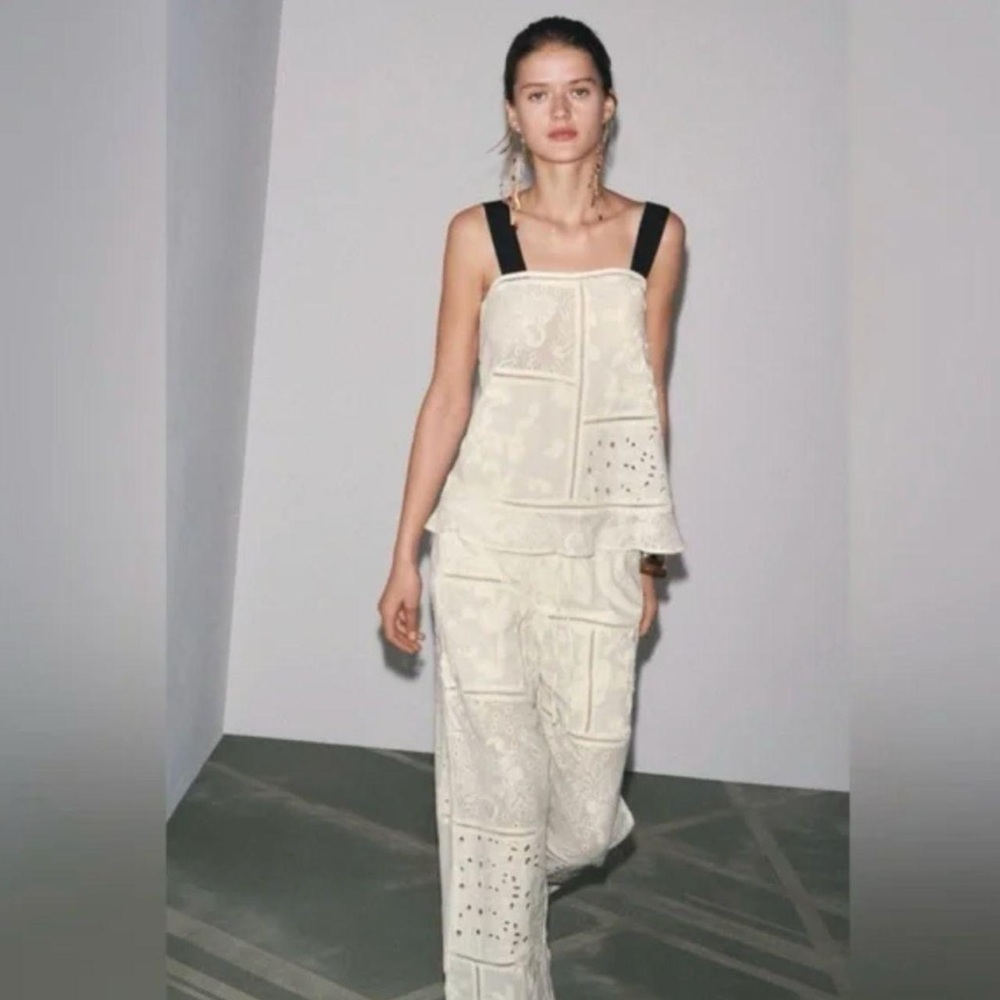 ZW Collection Patchwork chic embroidered top & pants co-ord top & bottom set M